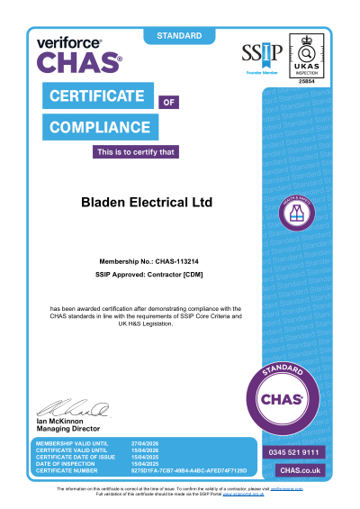 CHAS certificate