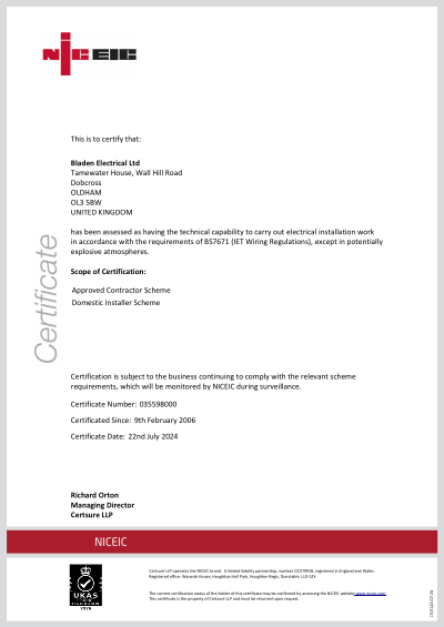 NICEIC Certification